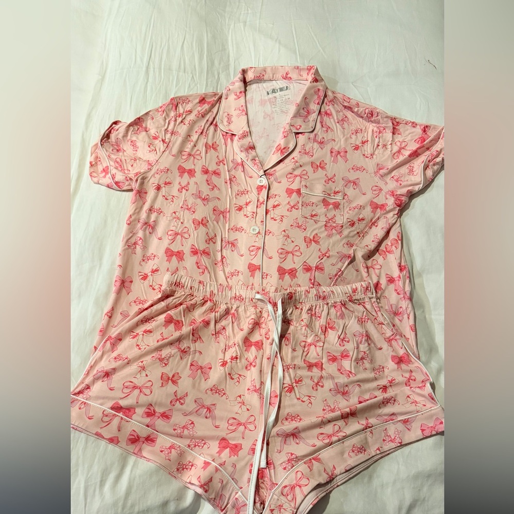 Katie J NYC Pink Bow Women's Pajama Set